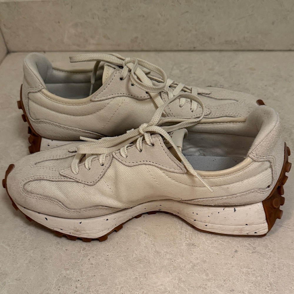 New Balance Cream and Gum Retro Running Sneakers - Picture 3 of 4